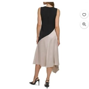 DKNY Colorblock Sleeveless Black and Beige Dress, Size 2. New with Tags